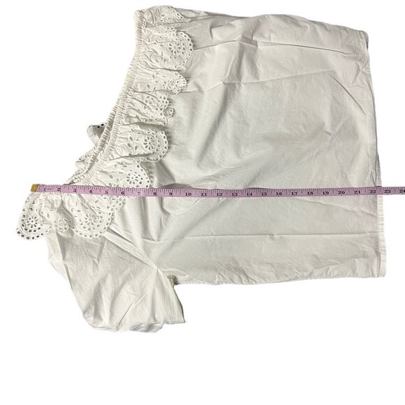 Joie One Shoulder Top Womens Medium Cotton Eyelet Ruffle Boho Romantic Coquette - Picture 8 of 8